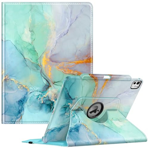 Fintie Hülle für iPad Pro 13 Zoll (M5/M4) 2025/2024, Smaragd Marmor | Schutzhülle mit Stifthalter, 360 Grad drehbarem Ständer, Auto Schlaf/Wach Funktion