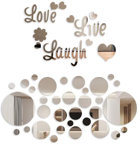 ZBHDEYG 1 juego de 32 pegatinas de pared de espejo, 1 juego de pegatinas de espejo con letras de flores, para pegar en el espejo en la pared, azulejos de baño