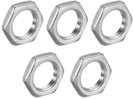 QUARKZMAN 5pz Fuso Tubo Raccordo Esagonale Controdado 304 Inossidabile Acciaio Esagonale Ostacola Dado 1/2 Femmina Filettatura (DN15) per Idraulica Fissa Acqua Scopa Sottocarro Detergente