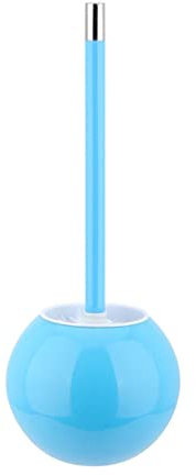 Spazzolone WC Set di Spazzola for la toletta in Acciaio Inox Set Creativo Rotondo colorato Water boccola Pennello con Supporto for la Pulizia della Toilette Scopino per WC(Blue)
