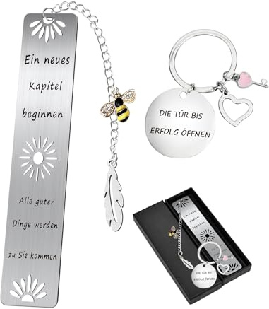 Juxtaposia Lesezeichen Set enthält Lesezeichen und Schlüsselanhänger,Lesezeichen Metall zum Markieren Buchseiten,Sind perfekte Geschenk für Lehrer,Studenten,Kollegen
