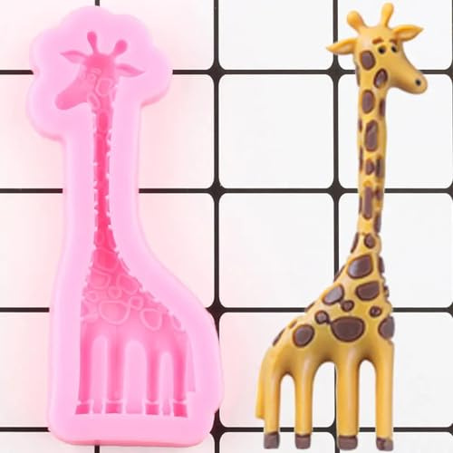 Moules à cupcakes en silicone - 12 x 4,6 cm - Motif animaux girafe - Moule en silicone pour décoration de gâteau d'anniversaire - Outils de décoration de gâteaux en argile - Moule à bonbons au