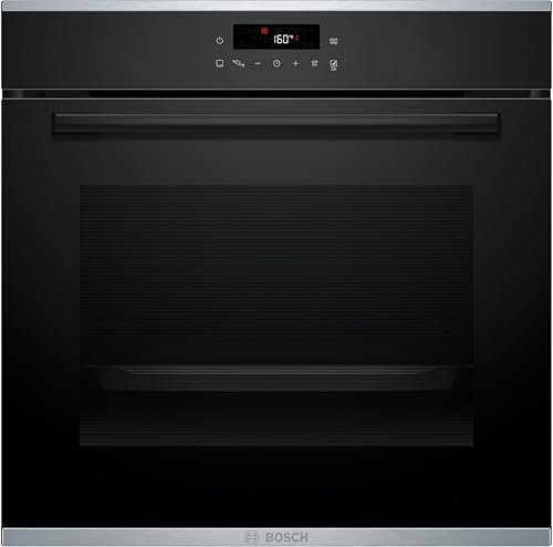 Bosch HBA272BB3, Serie 4, Einbau-Backofen, 60 x 60 cm, Pyrolyse-Selbstreinigung, LED Touch Control, 3D-Heißluft, 10 Automatikprogramme, Hydrolytische Reinigungshilfe, Schnellaufheizung, Schwarz