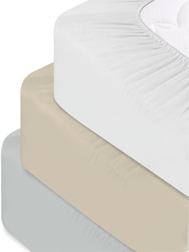 Spannbettlaken aus weichem Lyocell-Baumwoll Material mit 35 cm Steghöhe - atmungsaktives Spann-Betttuch Baumwoll-Bettlaken Laken Farbe 1 x Weiß Größe 180-200 cm x 200 cm x 35 cm