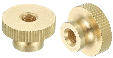 sourcing map Knurled Thumb Nuts, 20pcs M6 x D20mm x H12mm Brass Knurled Nut with Collar High Head Through Hole Adjusting Nuts for 3D Printer Parts