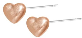 SENCE Copenhagen Damen Ohrstecker Herz Rosegold - Heart Earstuds/Essential Kollektion - 7mm Messing Herzstecker 14k vergoldet -EZ451AA