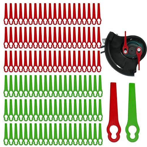 SDXCJY 120 Pcs Plastic Grass Trimmer Blades,Red Plastic Grass Trimmer Blades, 83 mm Lawn Mower Cutting Blades, Lawn Mower Accessories Tool Cordless Strimmer (120Pcs)