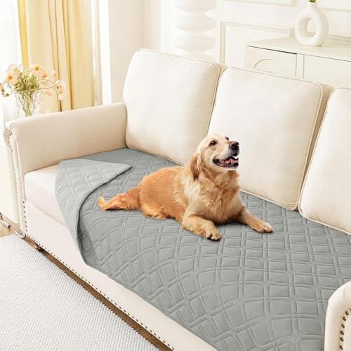 Homaxy Hundedecke Wasserdicht, 130x100cm, Grau+Hellgrau | Hundematte Outdoor Waschbar, Wendedecke Hunde Decke, Weich Katzendecke für Sofa Couch Bett Unterwegs
