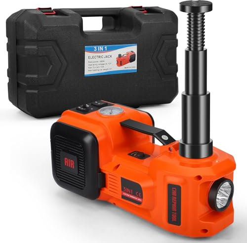 Cric idraulico elettrico 5T, 12 V, 180 W, con pompa gonfiabile e luce LED, 150 – 540 mm, cric per auto, SUV, berlina, MPV, camion, cambio pneumatici, riparazione garage