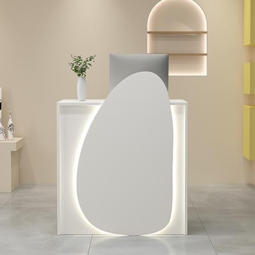 KUKIXKK Mesa de recepción con Cerradura Cajones,Mostrador Recepcion Pequeño con luz,Moderno Simple Tienda de conveniencia Hotel Small Bar Beauty Salon Ropa Tienda Casajera(Wit,60/23.6in)