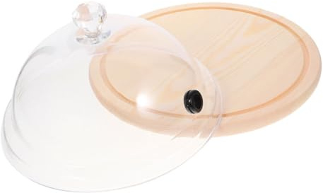 HOLIDYOYO Dôme à Gâteau Réutilisable en Plastique PC avec Base, 1 Set | Transparent, Résiste au Chaud Froid, pour Gâteau et Pain, Design Créatif en Bois