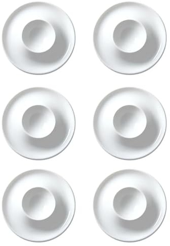 Lot de 6 coquetiers ronds blancs en plastique empilables - Passe au micro-ondes et au lave-vaisselle