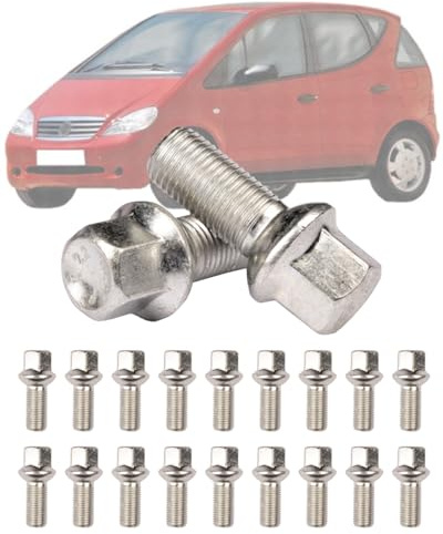 20 Bulloni Ruota Fissaggio Ruote Compatibile Con Mercedes Classe A W168 dal 1998 al 2004 - clacce C fino al 2007 -SLK fino al 2010 Gomme Cerchi in Acciaio Ferro M12x1,5 hex 17 (per cerchi in FERRO)