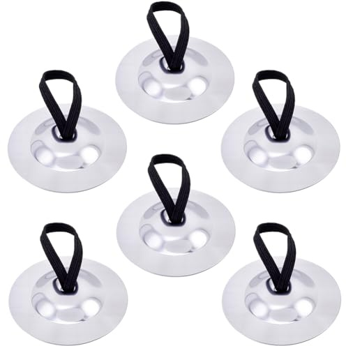 CREATCABIN 3 par/6 Piezas de Platillos de Dedo para Danza del Vientre Instrumentos Musicales Platillos de Banda de Cobre Y Latón Dorado Mini Platillos de Marcha Platillos de Mano para 5.3x5.3cm