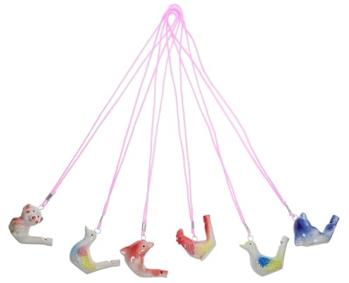 LOLIPPYY 6 pièces Lot de Sifflets Céramique Oiseaux Deau Décoratifs avec Lanières Sons Mélodieux pour Garçon Fille Jouets Éducatifs pour Fêtes Noël Halloween