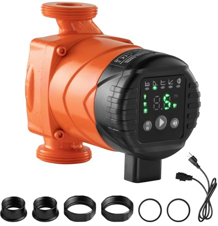 VEVOR Pompe de circulation d'eau chaude, hauteur de refoulement maximale 4 m, pompe de chauffage à haut rendement, 42 L/min, raccord fileté, clapet anti-retour, pour système de chauffage domestique