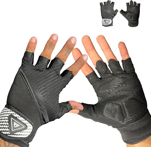 RAYSTRENGTH Guantes Gimnasio Hombre y Mujer, con muñequera Reforzada, Guantes Gimnasio,Ciclismo,Transpirable,Crossfit,para Mancuernas, Fitness,Resistente,Gym