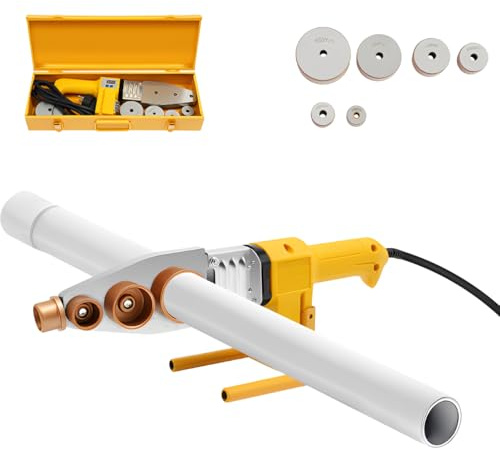 Muffenschweissgerät, Kunststoffrohr-Schweißgerät mit 6 Schneidköpfe, Matrizendurchmesser 20mm/25mm/32mm/40mm/50mm/63mm, 0–380°C Temperaturregelung für PPR/PE/PP/Pb, 850W 220V