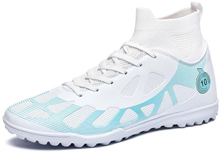 Generisch Chaussures de football pour homme - Gazon synthétique - Chaussures de football respirantes - Antidérapantes - Pour l'extérieur - Chaussures d'entraînement, Blanc., 43 EU