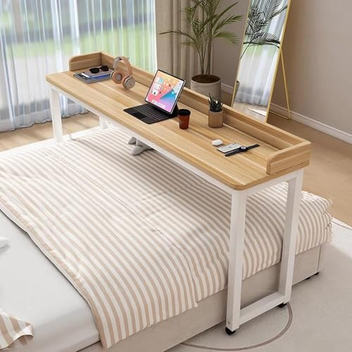 DSEWTEZXI Mobile pflegebett beistelltisch mit Rollen, laptoptisch Tisch mit Schallwand, Schlafzimmer betttisch auf Rollen, modern Arbeit Desk, für Zuhause und Krankenhaus.