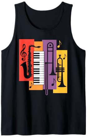 Jazz Instruments Saxophon Klavier Trompete Posaune Tank Top