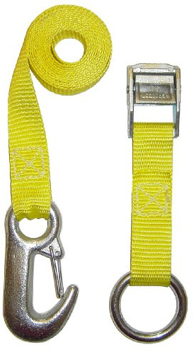 Braun GmbH Sangle de Maintien de Coffre 200-2-170+1070/RING/OE - en Deux Parties - Couleur : Jaune - Longueur : 1,70 m - Largeur de Bande : 25 mm - avec Anneau Cousu et Mousqueton