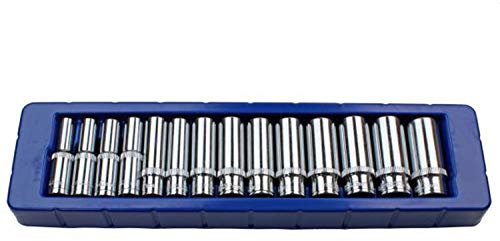 BERGEN 14 pc 3/8 Dr 8-21mm Deep Single Hex Socket Set 6 point B1157 by Bergen