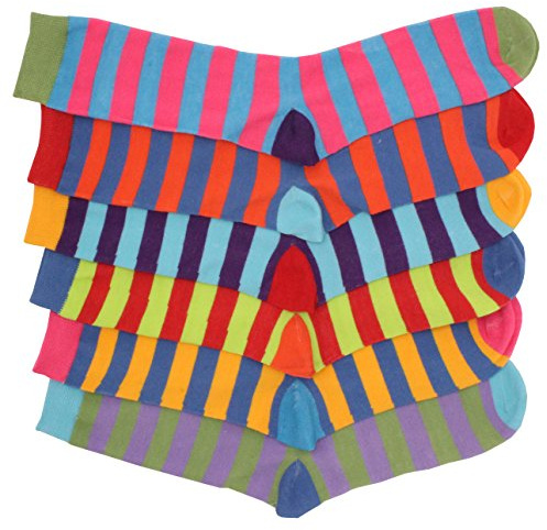 Britwear 6 x Mens Bright Summer Colour Stripe Striped Ankle Suit Socks
