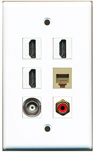 RiteAV 3 HDMI 1 Port RCA Rot 1 Port Telefon RJ11 RJ12 Beige 1 Port BNC Wandplatte