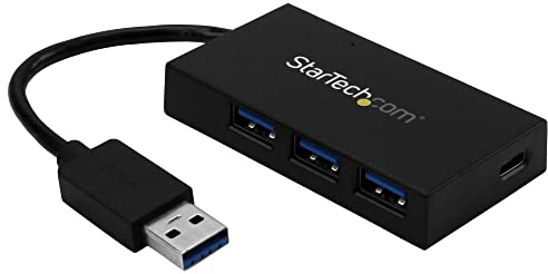 StarTech 4-Port Hub, 3x USB-A 1x USB-C, 5Gbps, 3.2 Gen 1 (HB30A3A1CFB) | USB-A host, SuperSpeed, USB Powered, Portable laptop, Driverless, Windows macOS Linux iPadOS ChromeOS Android