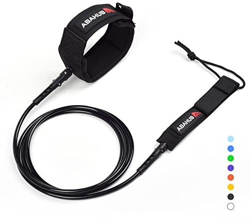 Abahub Surfboard Leash, gerade Sicherheitsleine mit Fußschlaufe, 6-10 ft | Gerade TPU-Leash 6mm, mit Schnellverschluss, Schlüsseltasche, für Short/Long/Fish/Fun/SUP/Paddleboard, 6/7/8/9/10 ft.
