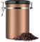 eecoo Bote para Café, Tarro de café Bote Hermético de Acero Inoxidable Evitar la Oxidación del Café y la Aparición de Aromas Extraños, Caucho Sellado al vacío 1.8L Cobre