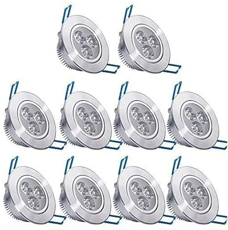 POCKETMAN 10 Pack, 110V 3W Dimmable LED Ceiling Light Downlight,Warm White Spotlight Lamp Recessed Lighting Fixture,with LED Driver