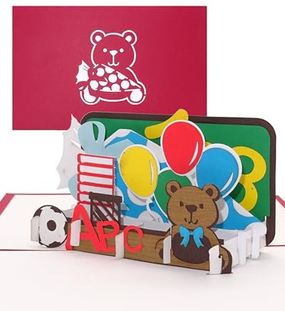 Pop Up Karte zur Einschulung – 3D Glückwunschkarte Erster Schultag als kreative Geschenkidee, Geschenk & Inhalt Schultüte für Jungen & Mädchen