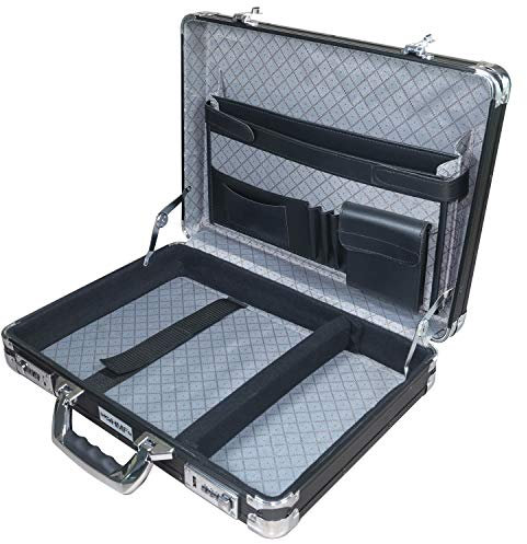 HMF 14651-02 Alu Aktenkoffer Herren, Zahlenschloss, 45 x 33 x 11 cm, schwarz