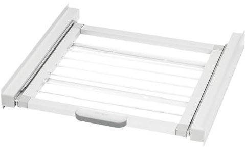 Xavax Zwischenbaurahmen mit Wäscheleine (Verbindungsrahmen für Waschmaschine und Trockner, Zwischenbausatz mit integriertem Wäscheständer, inkl. Zurrgurt) weiß