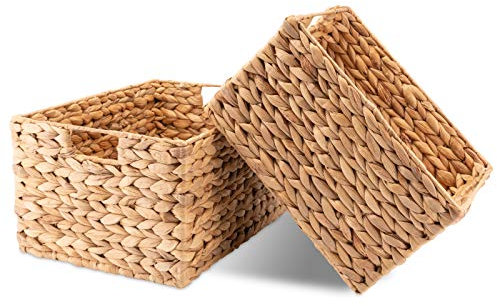 Decorasian Korb Aufbewahrung geflochten aus Wasserhyazinthe - Seegras rechteckig - 2er Set