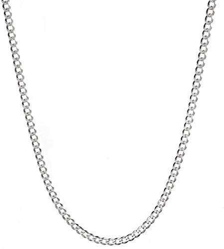 3 mm 925 sterling silver kubansk pansarkedja halsband silverkedja för män kvinnor pojkar, 20 inch, Sterlingsilver, Ingen ädelsten