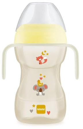 MAM Fun to Drink Cup Night, con Manici che si Illuminano al Buio e Beccuccio Rigido, 8+ Mesi, 270 ml, Neutro