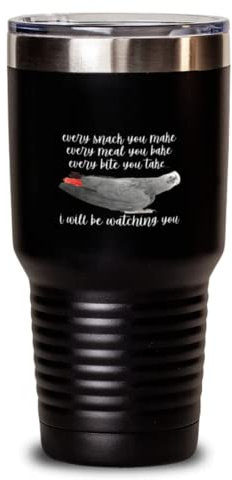 Gobelet isotherme en acier inoxydable de 887 ml - Funny Every Snack You Make Every Meal You Bake Every Bite You Take I will be watching you Parrot Bird