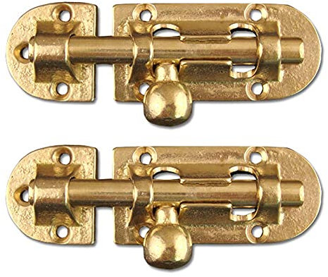 Türschloss, Türriegel-Schieberiegel, Schiebeschloss, 2-teiliger Türriegel, antike Laufriegelschnalle, strapazierfähig, Vintage-Türriegel aus massivem Messing, Möbelschrank-Schiebeschloss (Farbe: Bronz