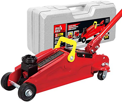 BIG RED TAM82012 Torin - Gato hidráulico de Servicio/de bajo Perfil con maletín de Almacenamiento Robusto y Moldeado, Capacidad de 2 toneladas (4000 lbs), Color Rojo
