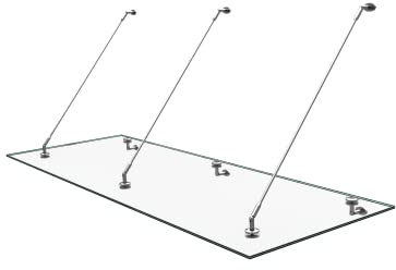doporro Vordach für Haustür 90x250cm Glasvordach aus VSG mit SGP Folie | 3 Edelstahl Haltestangen Transparentes Glasvordach Regenschutz für Haustür