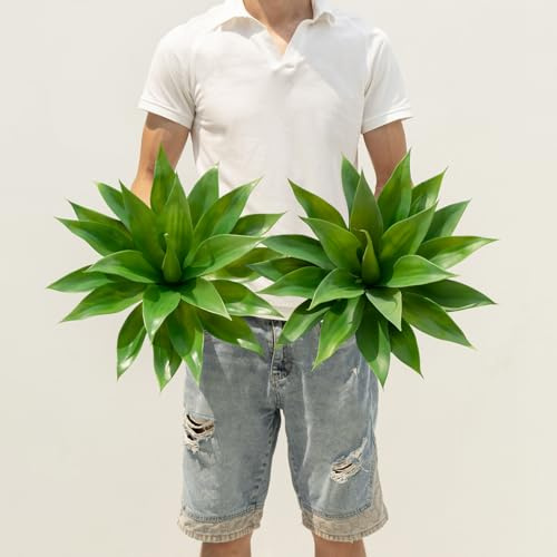 Ttranewsoo Künstliche Pflanzen, Agave für den Außenbereich, groß, UV-beständig, gefälschte Agave-Pflanzgefäße für Innen- und Außendekoration, tolle dekorative Pflanzen für Ihr Zuhause, Terrasse (2,