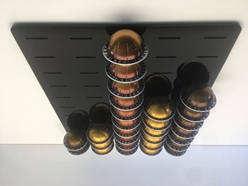 RITTERLINE, Design unique sur le marché, distributeur pour 50 capsules, compatible avec les capsules Nespresso VERTUO (Original) (Noir)