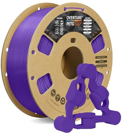 OVERTURE PETG Filament Aufgerüstet 1,75 mm, 1kg (2,2 lbs) Spule, 3D-Druck-Filament, Maßgenauigkeit +/- 0.02 mm (Lila)