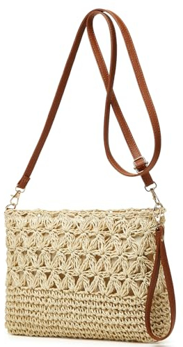 Stroh-Strandtaschen für Damen, Rattan-Geldbörsen, Sommer, Stroh, handgewebt, Tasche, Bast, Handtasche, Umhängetasche, quadratische Tasche