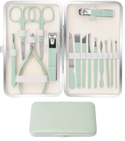 Kit Manucure Coupe Ongles Ensemble de Manucure Pédicure Ensemble de pinces à ongles pour hommes et femmes 16 PCS avec étui de voyage portable outils Professionnels Ensemble de beauté famille