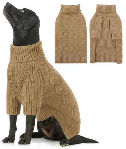 AOFITEE Hundepullover für Große Hunde, Warm Rollkragen Hunde Pullover XXL | Weich Hunde Strickpullover mit Ärmeln Geschirr öffnung, Weihnachtspullover Hundepulli Große Hunde Dobermann Windhund Pullover