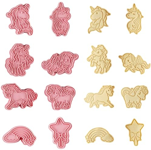 VYZUTR 3D Moule Biscuit, 8 Pièces Licorne Moules Biscuits, Patisserie Biscuit Moule, Moule Animaux Cookie, Emporte pièce Enfants, pour Biscuit, Pâtisserie, Fondant, Décoration de Gâteau